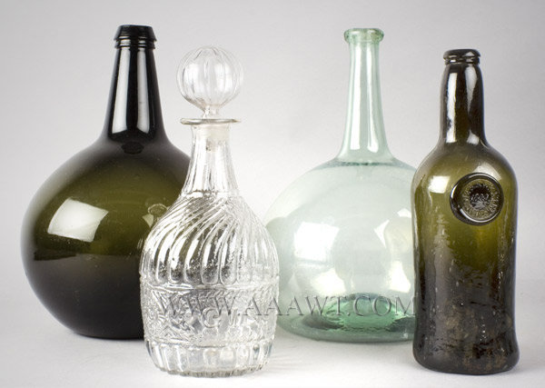 Glass, Bottles, Blown, Molded, entire view